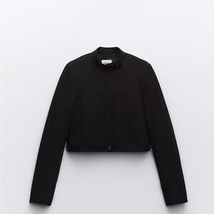 Zara Crop Silver Button Buckle Detail Jacket